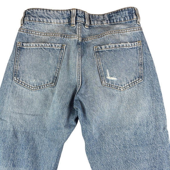 Dynamite Straight Leg Mid Rise Jeans Denim Distressed Frayed Blue Pants SIZE 24 - Picture 6 of 13